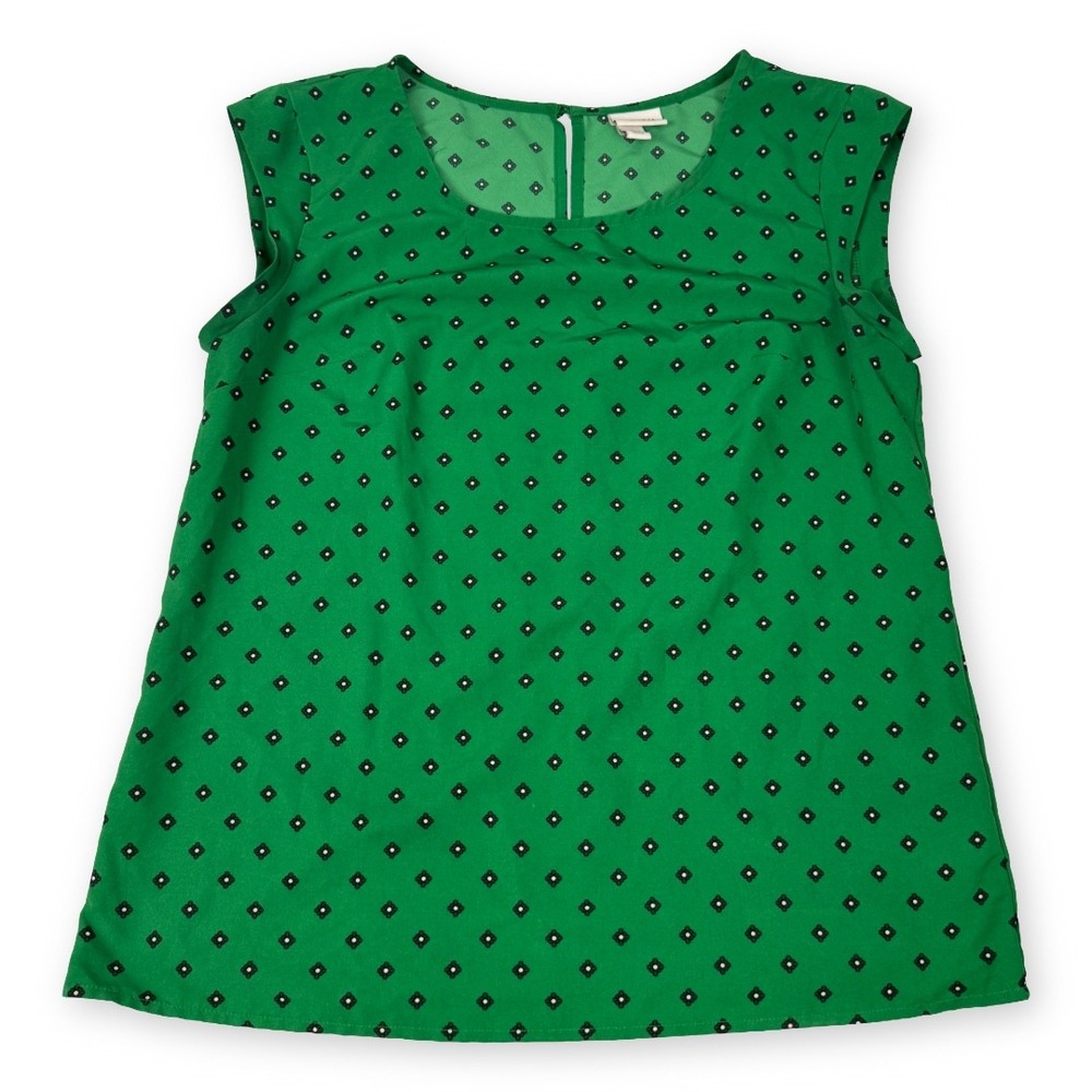 Merona Womens Green Geometric Floral Print Sleeveless Shell Blouse Small S/P
